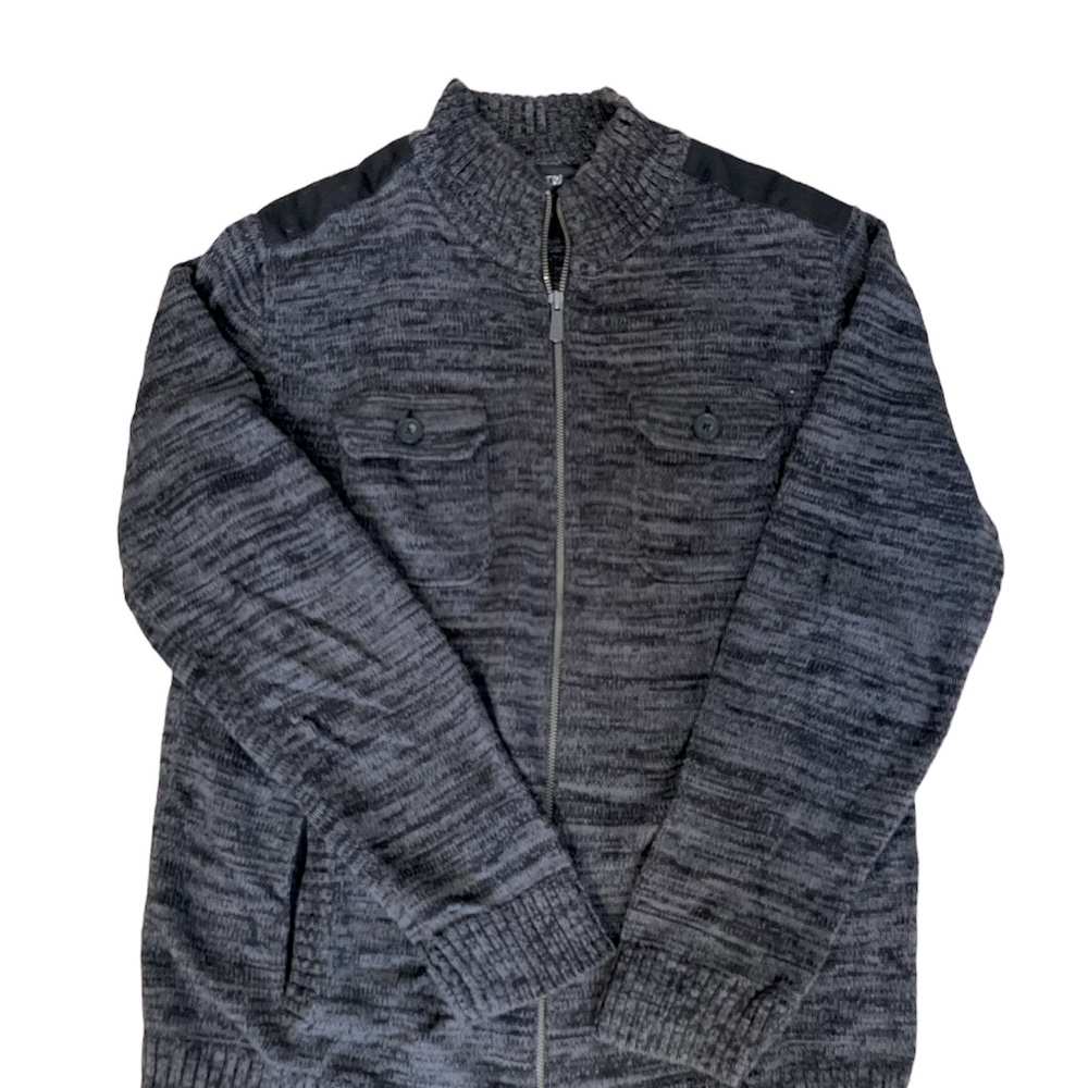 Apt 9 Charcoal Full Zip-Up Sweater Mens XL